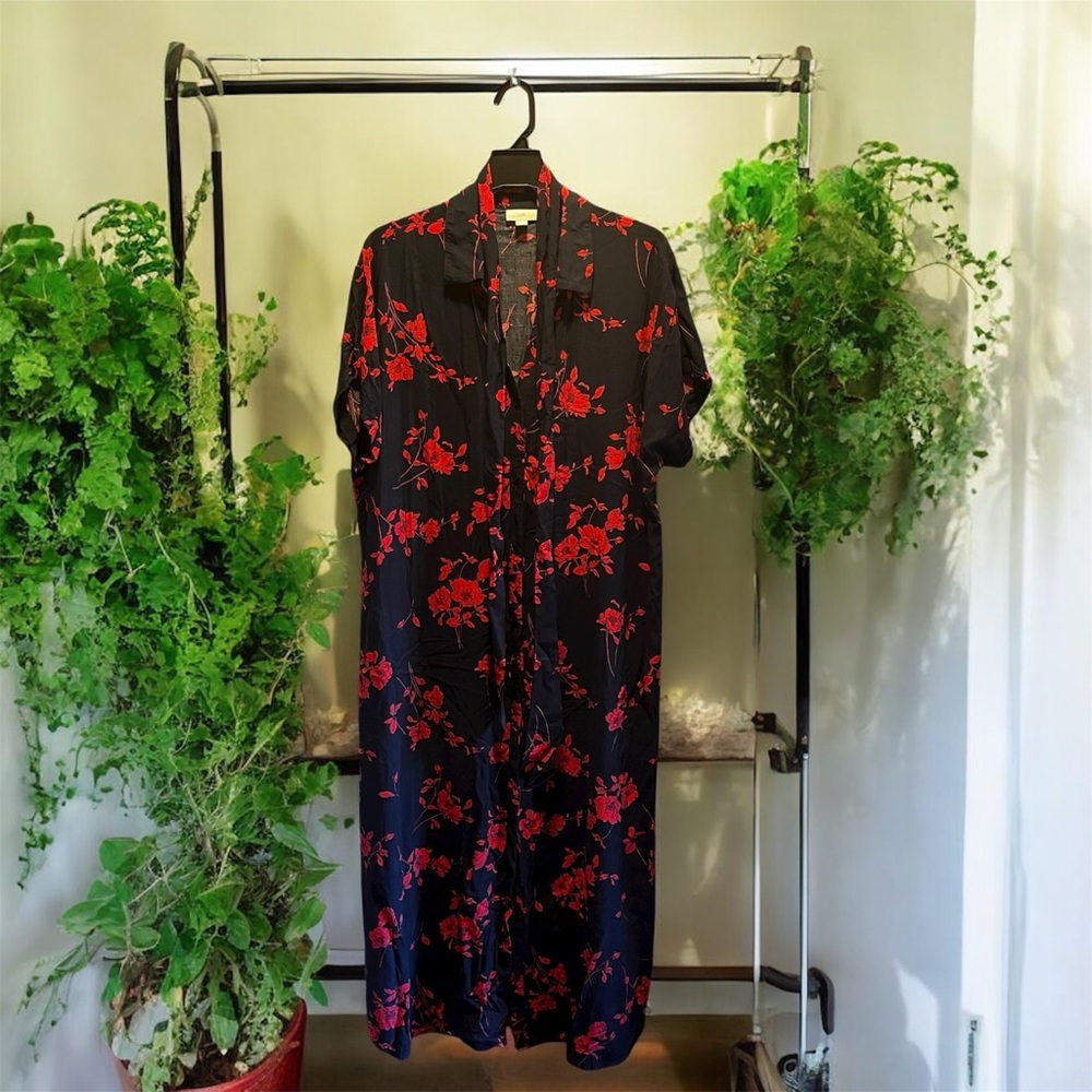 J. Jill Blue and Red Floral Maxi Dress